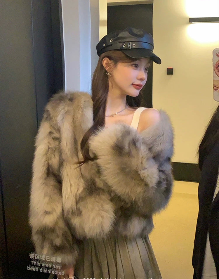 💕冬季淡奶可可暈染富貴毛毛外套