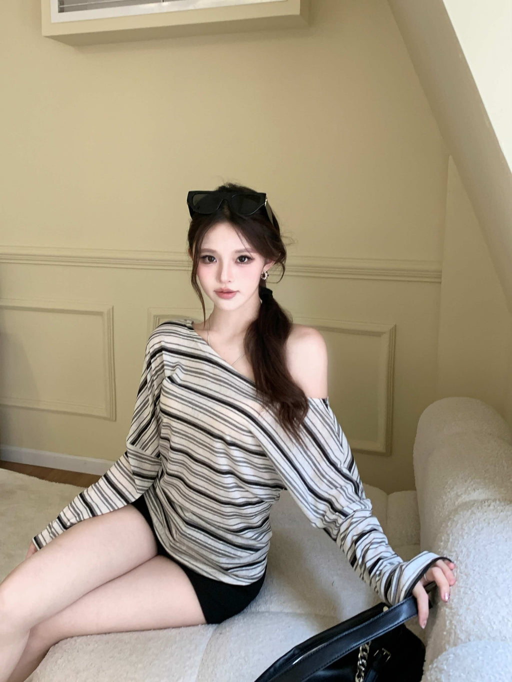 💕溫柔氣質簡約百搭條紋長袖上衣