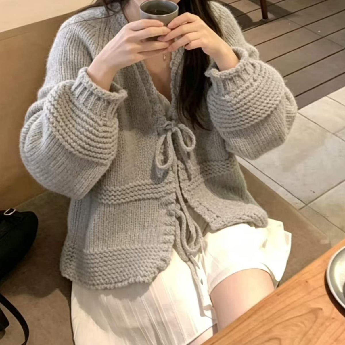 💕溫柔韓系慵懶風粗線毛衣針織開衫外套