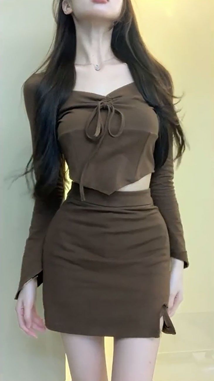 💕甜妹抽繩褶皺小個子兩件套