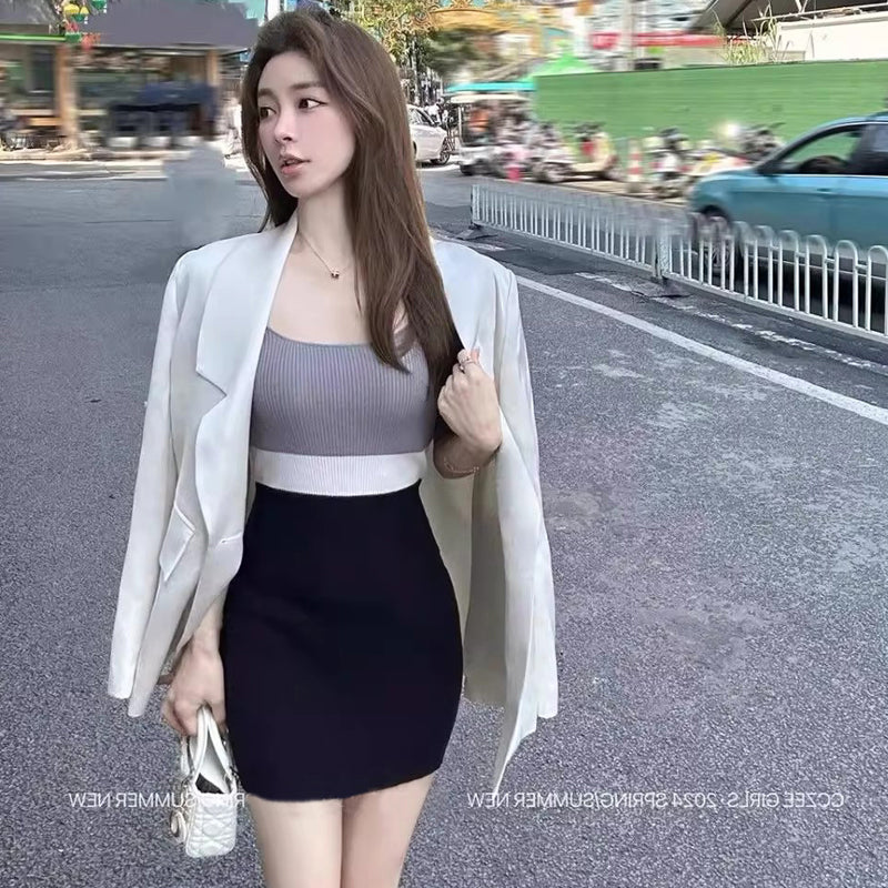 💕撞色拼接氣質連身裙