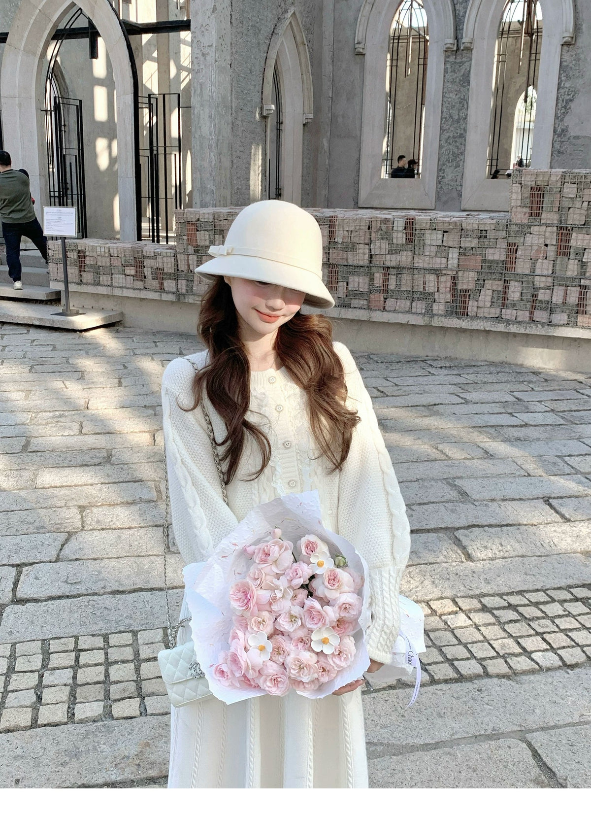 💕繁華勾花宮廷千金感花邊系帶毛衣外套
