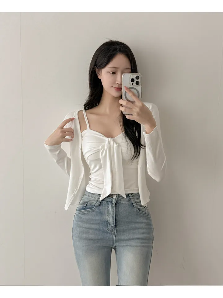 💕韓系chic春秋兩件套純色開衫