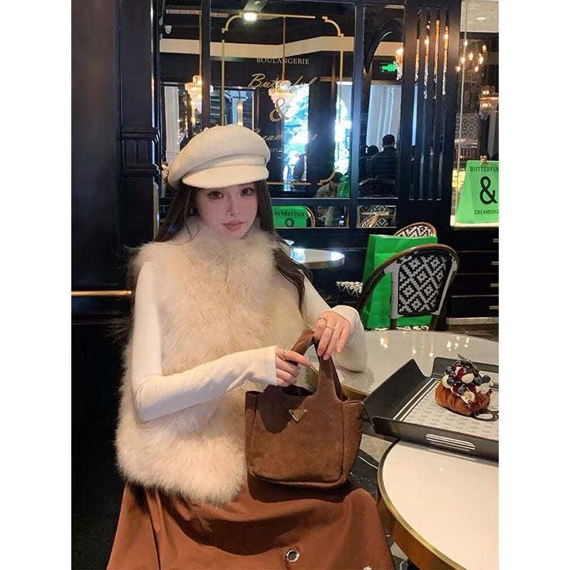 💕韓系女主高級感毛茸茸馬甲背心上衣