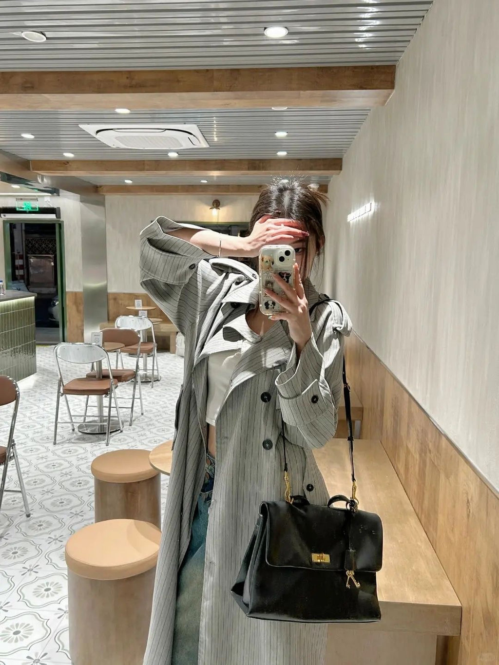 💕ins秋季韓系中長款西裝大衣