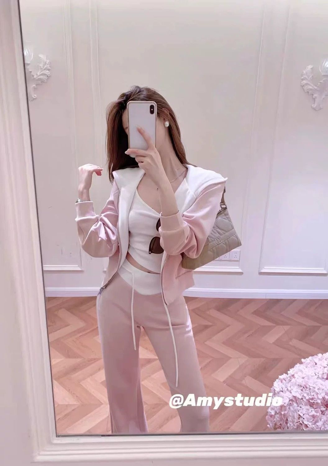 💕秋季高級感百搭連帽外套高腰休閒褲套裝