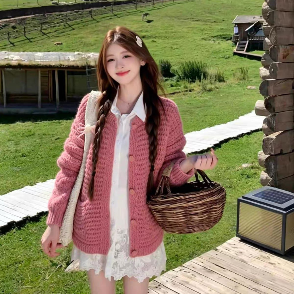💕森系休閒慵懶復古毛衣針織外搭