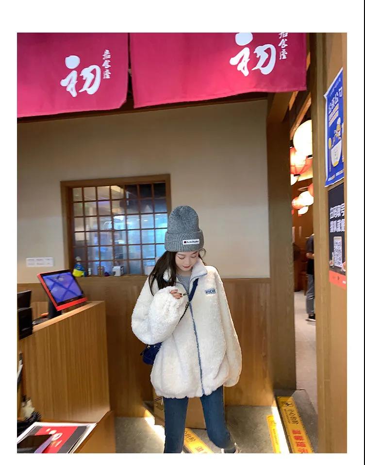 💕chic韓系羊羔毛加厚寬鬆百搭短外套