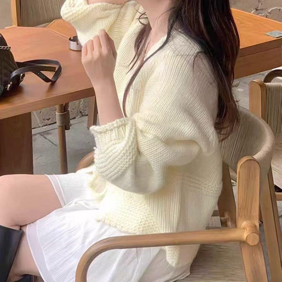 💕溫柔韓系慵懶風粗線毛衣針織開衫外套