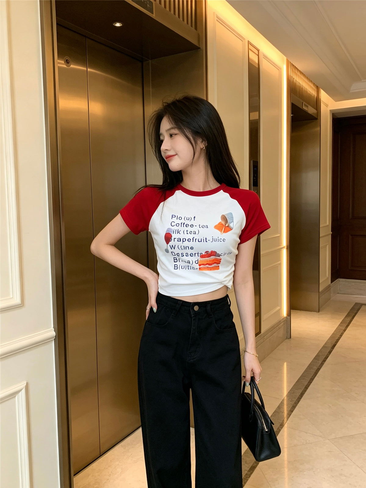 💕夏季美式復古簡約百搭上衣