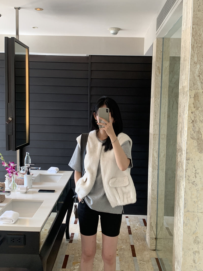 💕韓系chic水貂毛馬甲毛毛外套