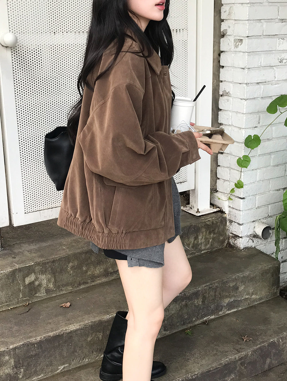 💕韓系輕熟麂皮絨夾克防風短款外套