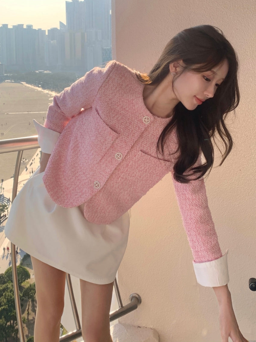💕輕奢粗花呢西裝短款外套