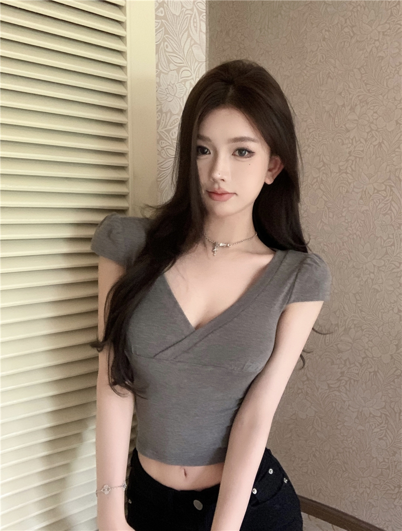 💕休閒百搭V領純欲顯瘦上衣