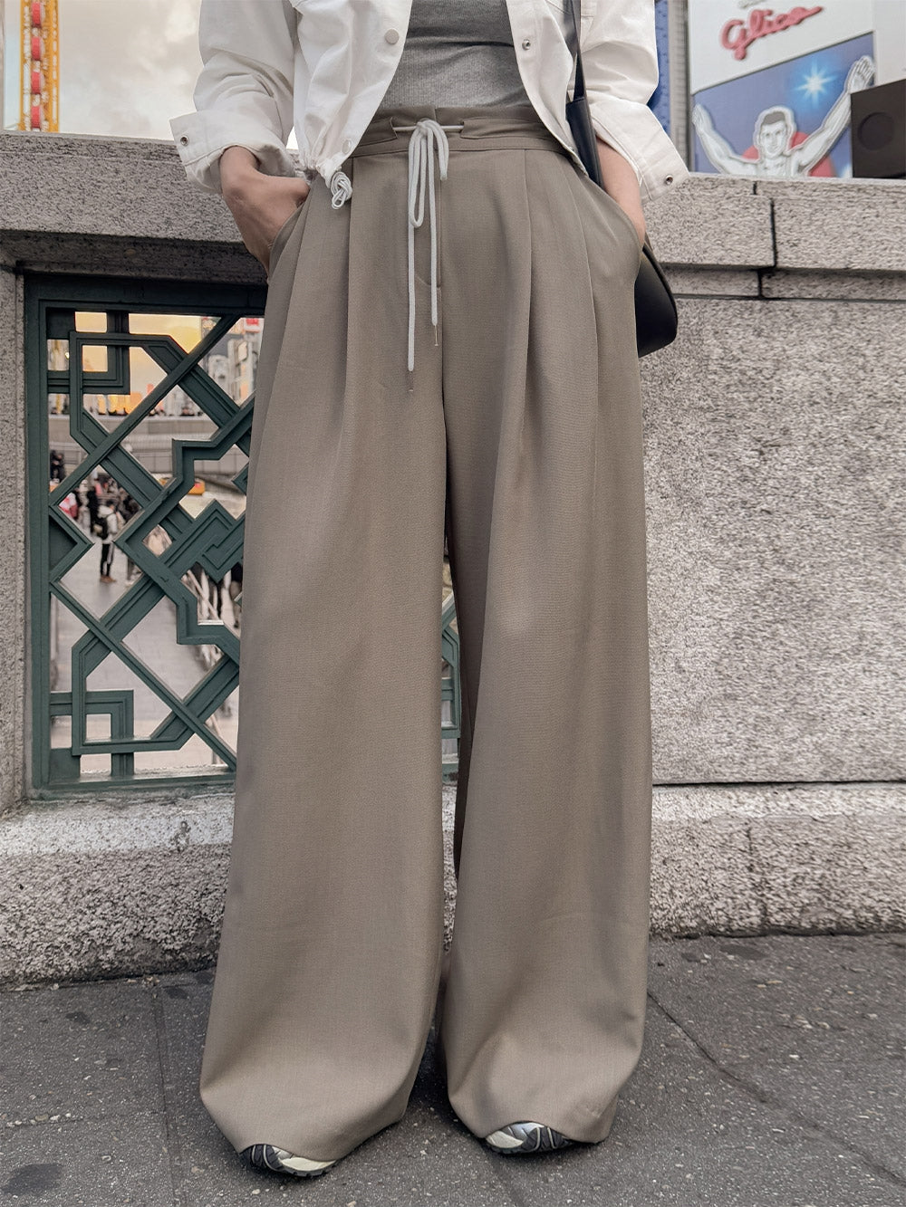 💕ins韓系簡約休閒系帶百搭闊腿西裝寬鬆長褲