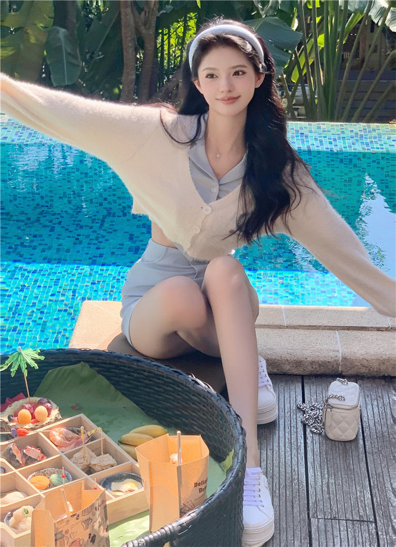 💕溫柔系針織顯白背心三件套