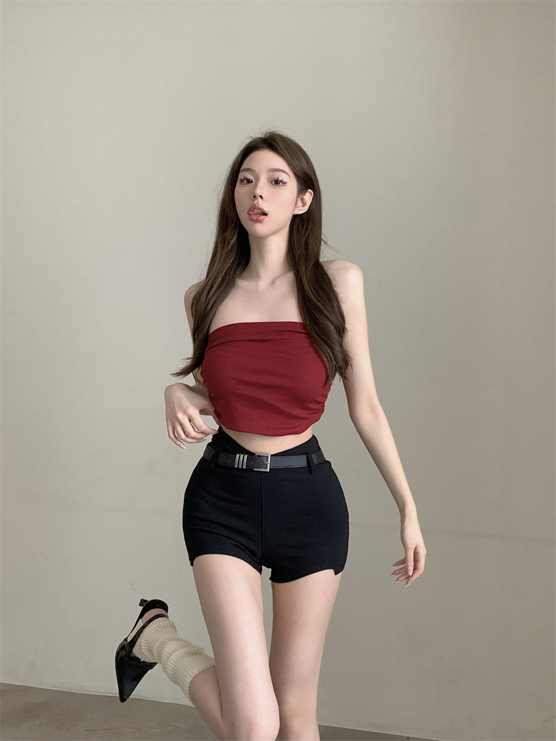 💕氣質百搭彈力修身短款抹胸背心單品