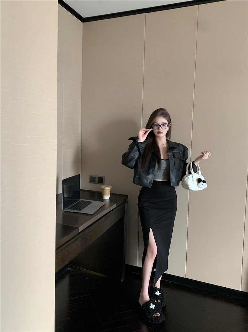 💕甜酷系炸街短款皮衣夾克外套