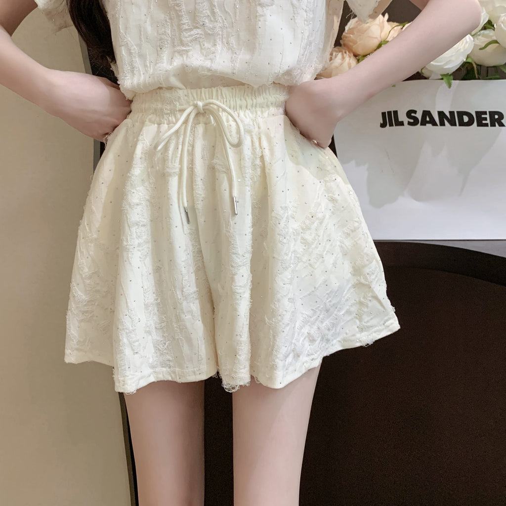 💕夏季約會燙鑽破洞造型兩件套