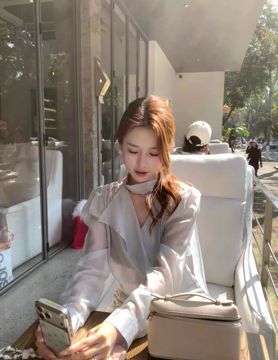 💕飄帶上衣+屁連褲子套裝