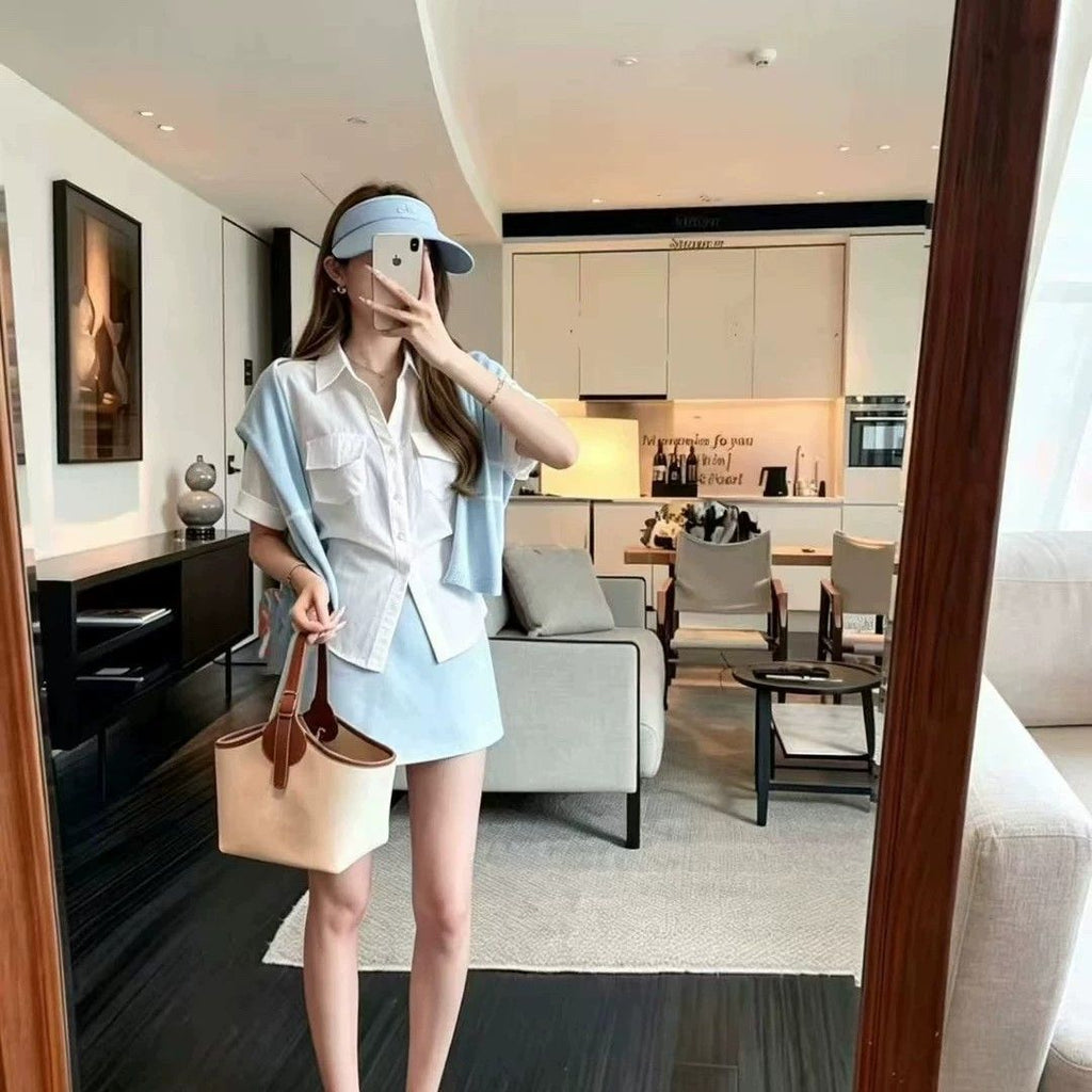 💕春夏休閒運動顯瘦半裙三件套