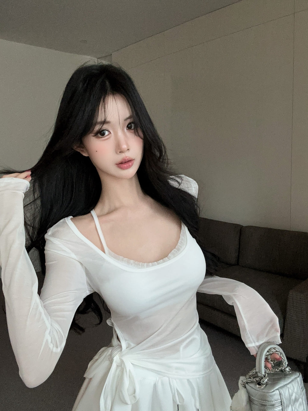 💕海邊度假防曬蕾絲吊帶抽繩三件套