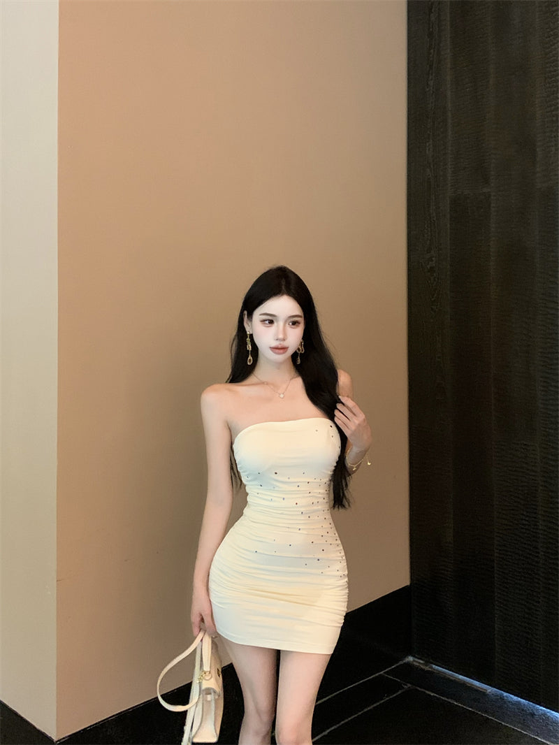 💕夏季性感網紗絕美抹胸包臀短裙