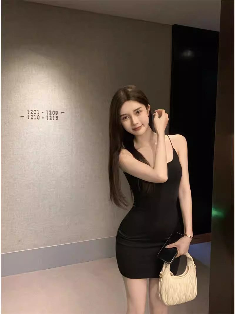 💕性感緊身打底內搭吊帶蹦迪顯胸大包臀短裙