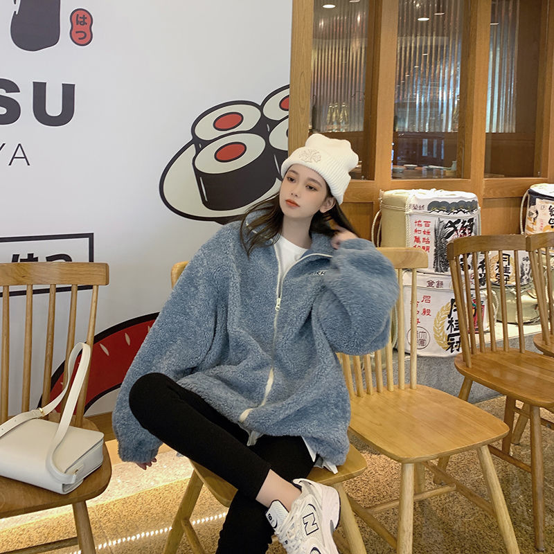 💕chic韓系羊羔毛加厚寬鬆百搭短外套