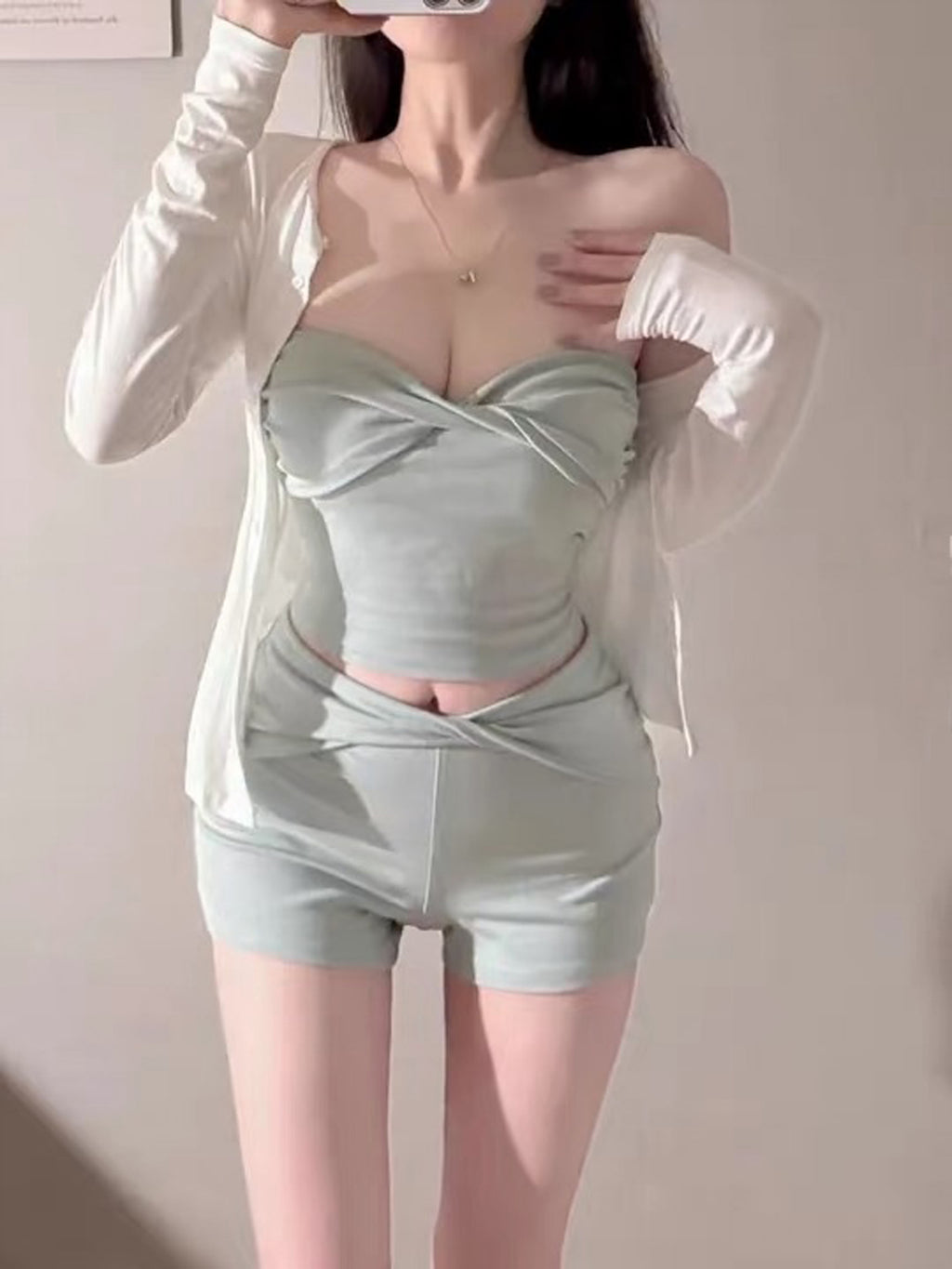💕純御性感抹胸&直筒貼身短褲兩件套