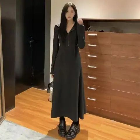 💕日常休閒高個子長款連帽衛衣連身裙
