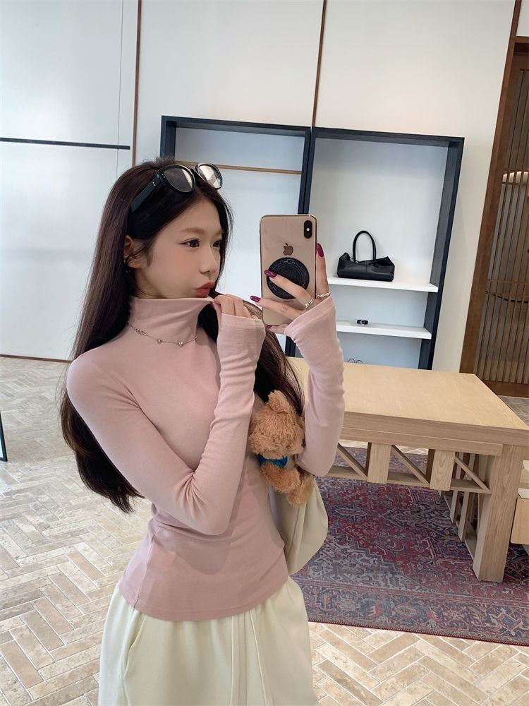 💕簡約百搭高領加絨長袖打底上衣