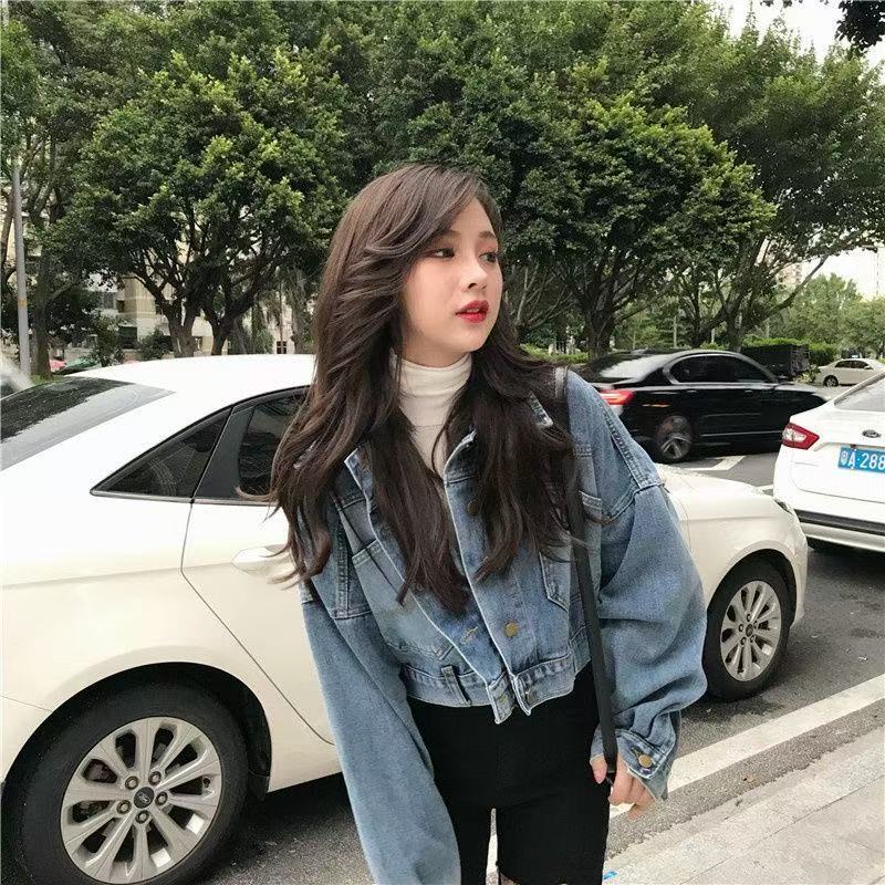 💕氣質百搭通勤短款寬鬆牛仔外套