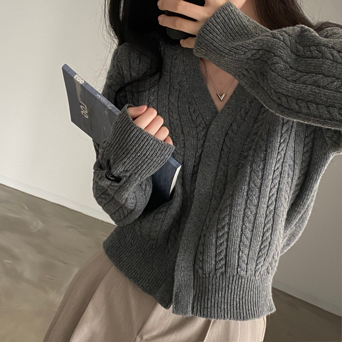 💕韓系chic秋冬復古麻花翻領毛衣