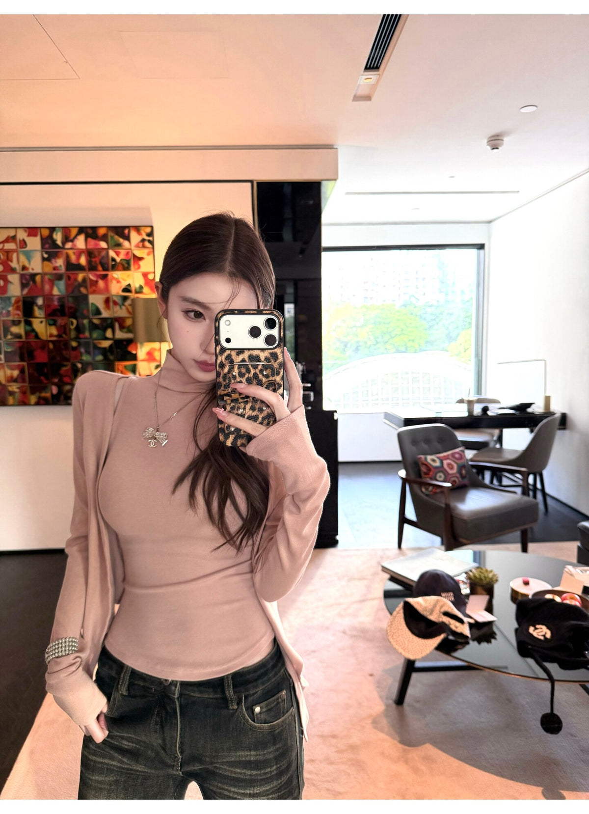 💕溫柔奶氣無袖半高領針織背心+開衫兩件套