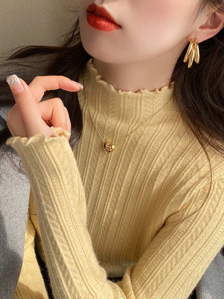 💕秋冬打底高領木耳邊針織毛衣