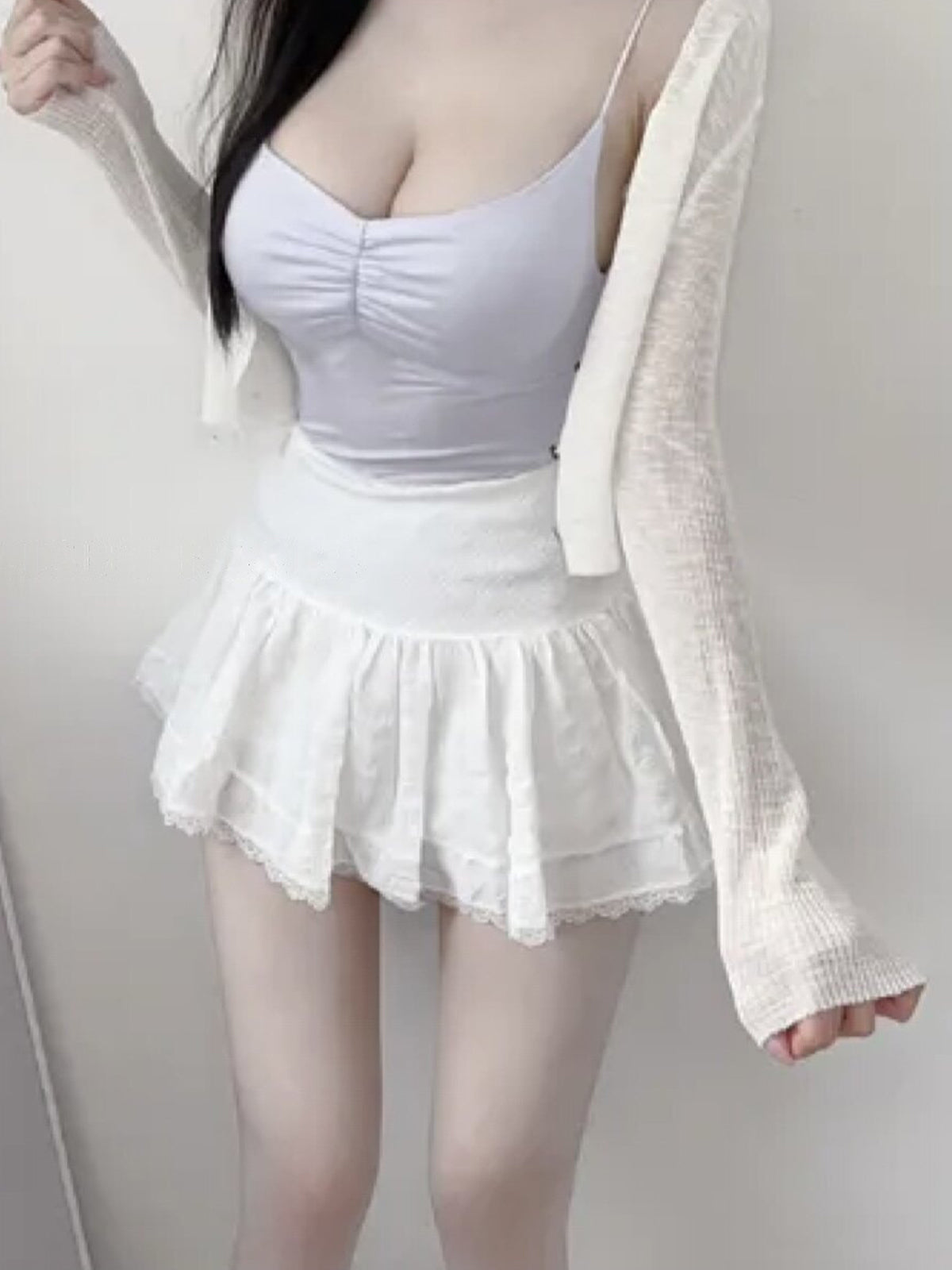 💕韓系東大門芭蕾荷葉邊高腰澎澎裙