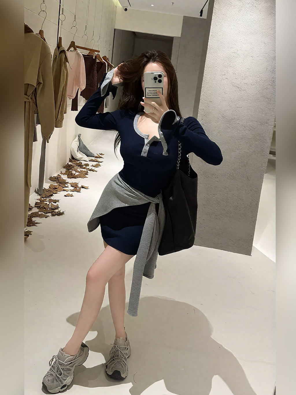 💕港系辣妹純欲披肩疊穿包臀針織裙兩件套