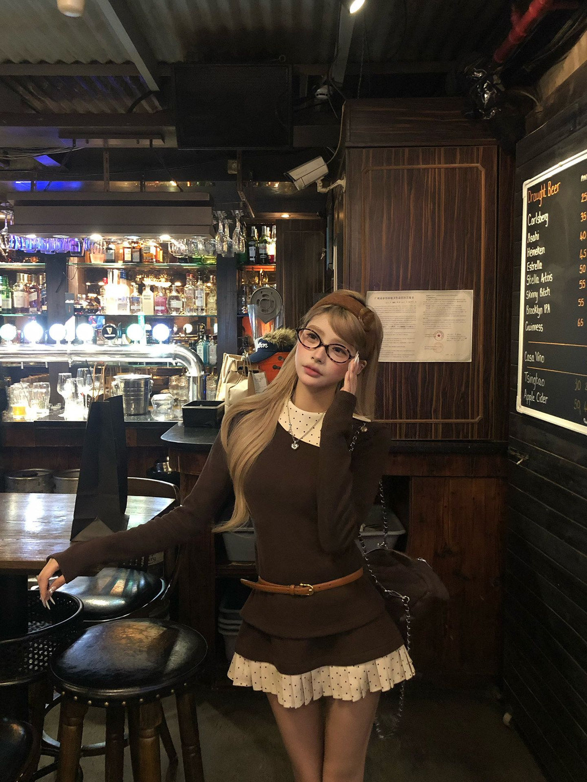 💕韓系千金咖色低調絕美兩件套