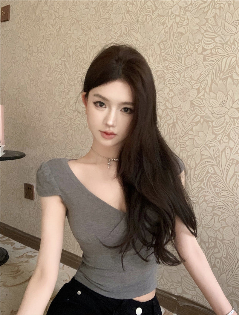 💕休閒百搭V領純欲顯瘦上衣