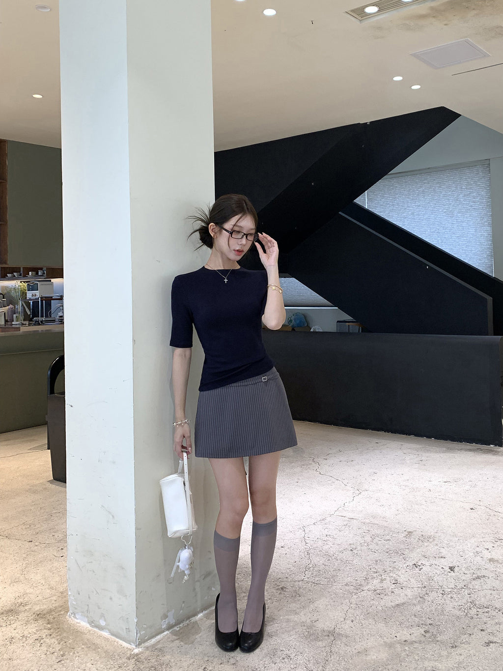 💕韓系氣質正肩修身顯瘦素色上衣