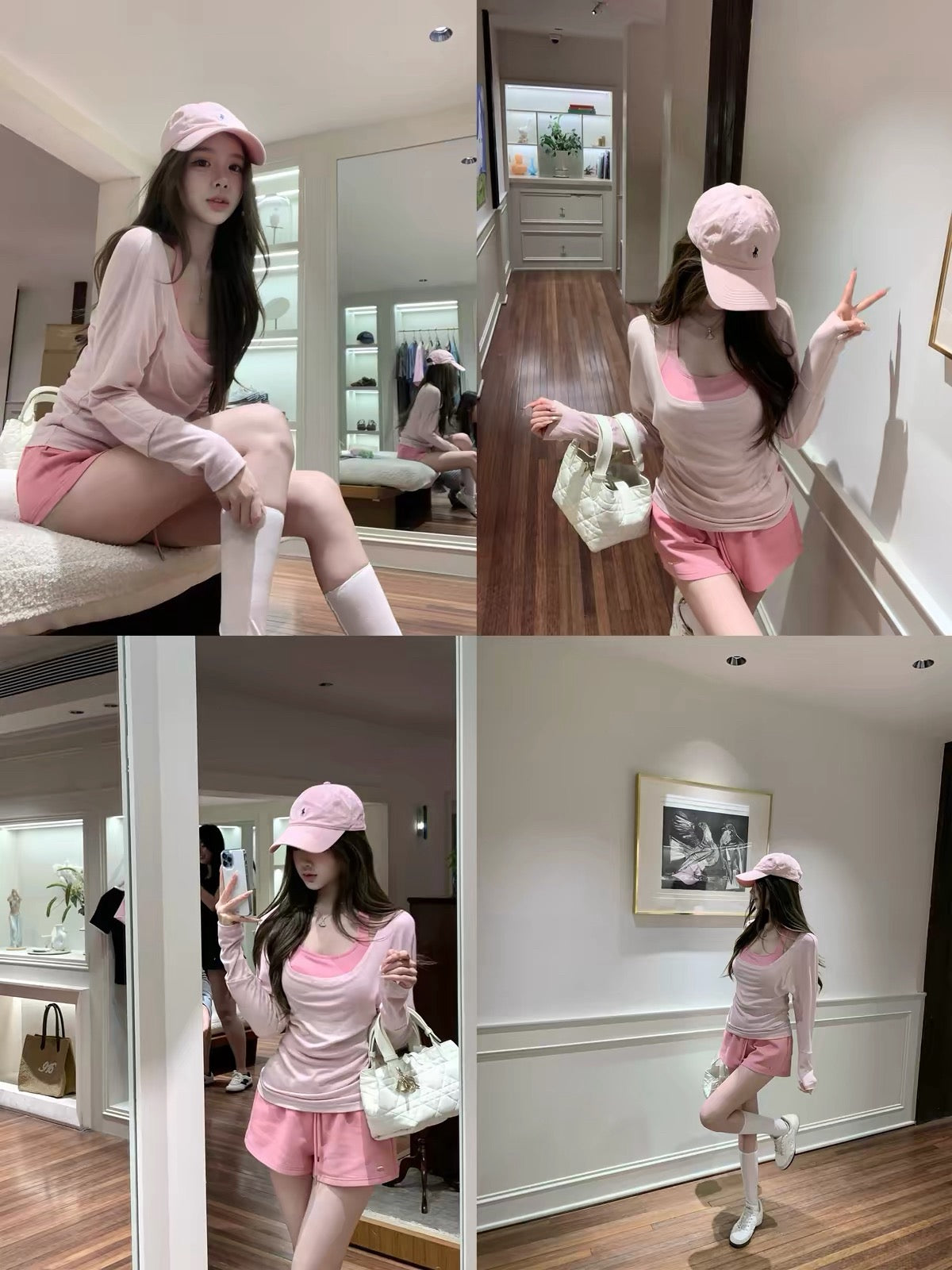 💕chic韓系懶人罩衫掛脖帶胸墊背心套裝組