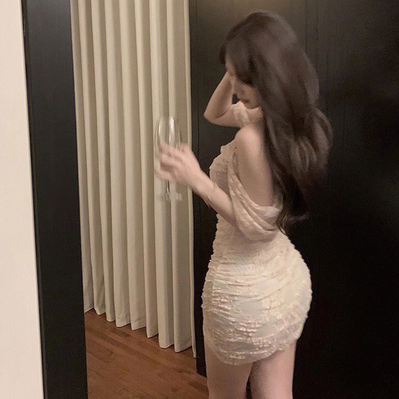 💕溫柔純御一字肩性感修身連衣裙