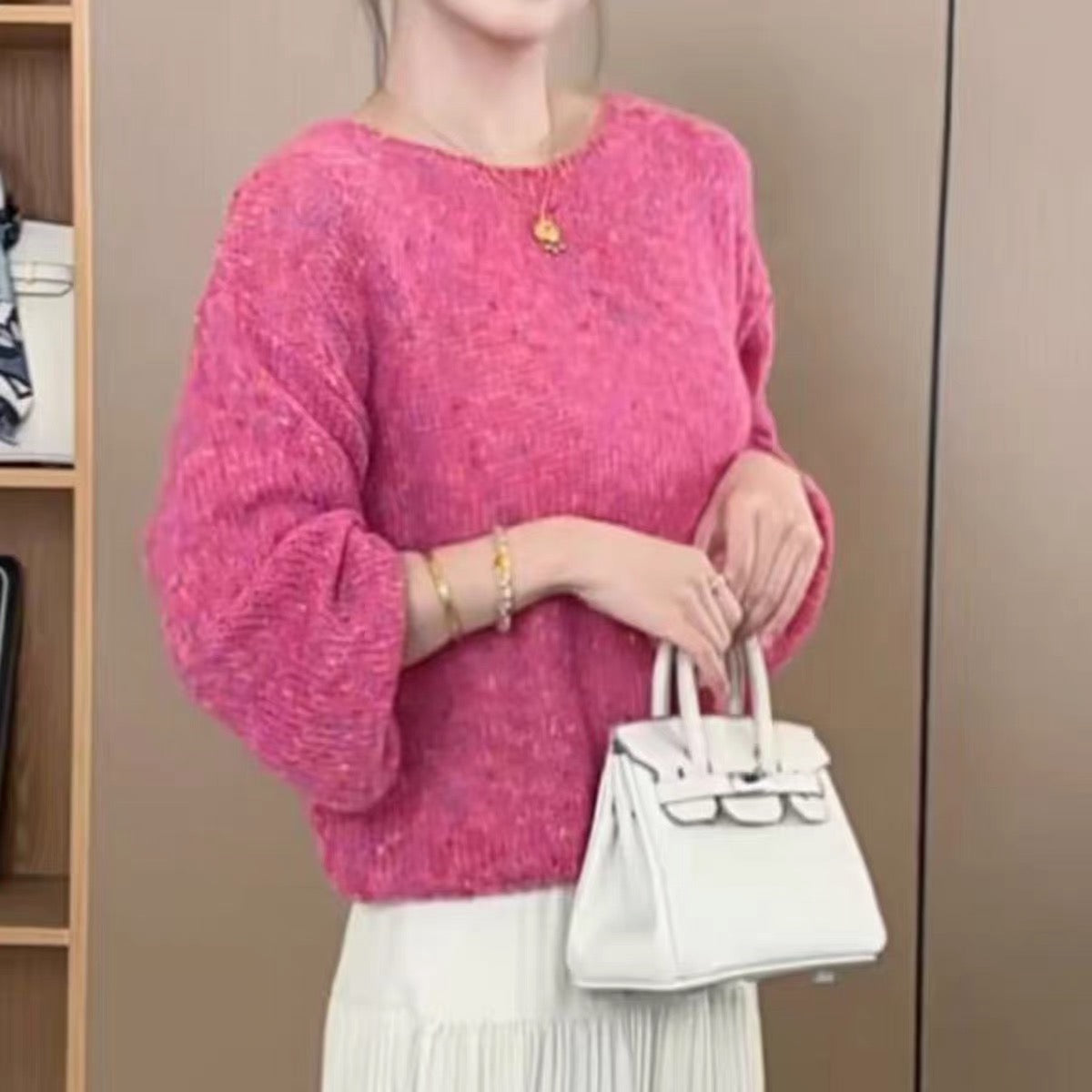 💕甜美重工採紗圓領混色針織衫