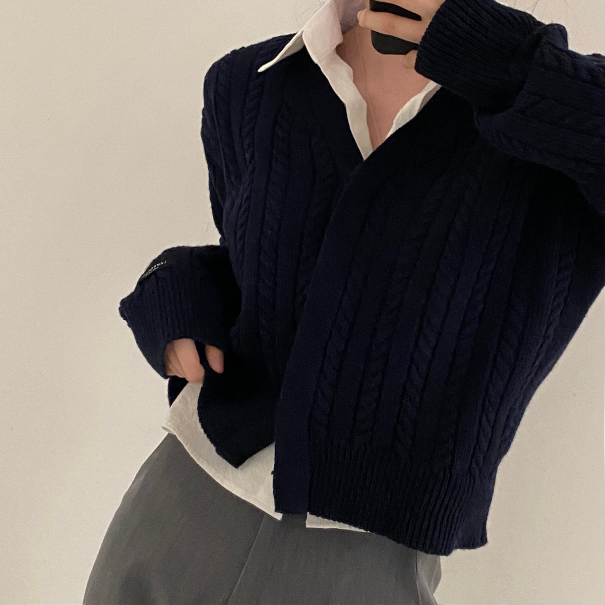 💕韓系chic秋冬復古麻花翻領毛衣