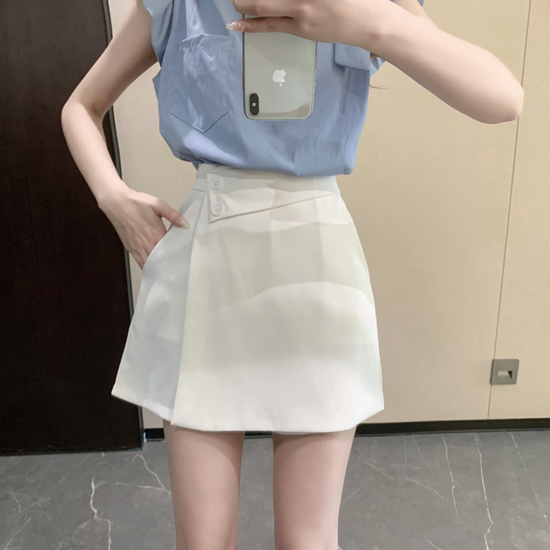 💕氣質飛飛袖系帶襯衫顯瘦套裝