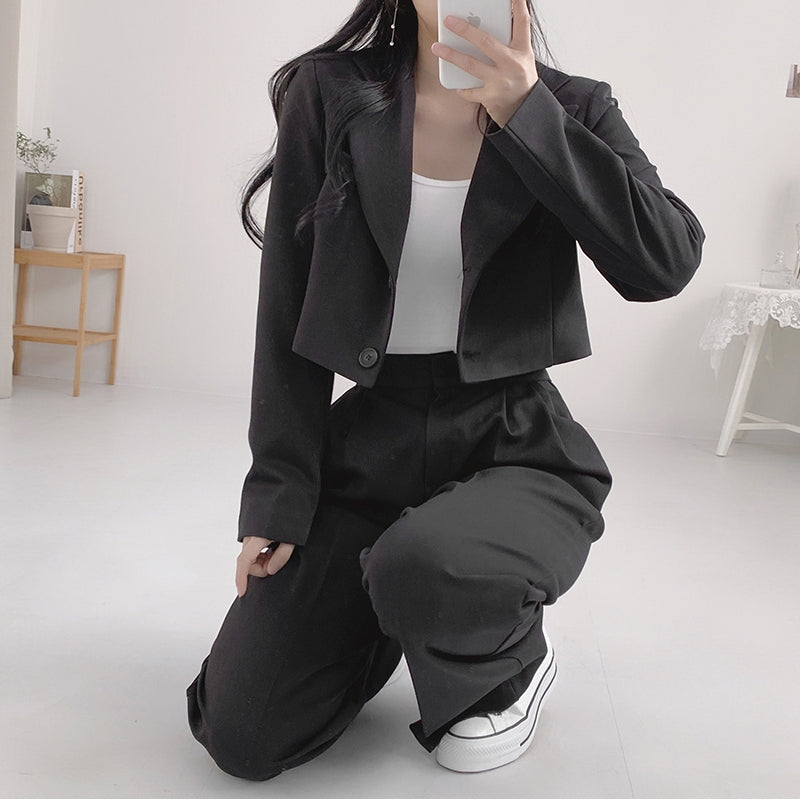 💕chic秋季寬鬆休閒西裝長褲兩件套