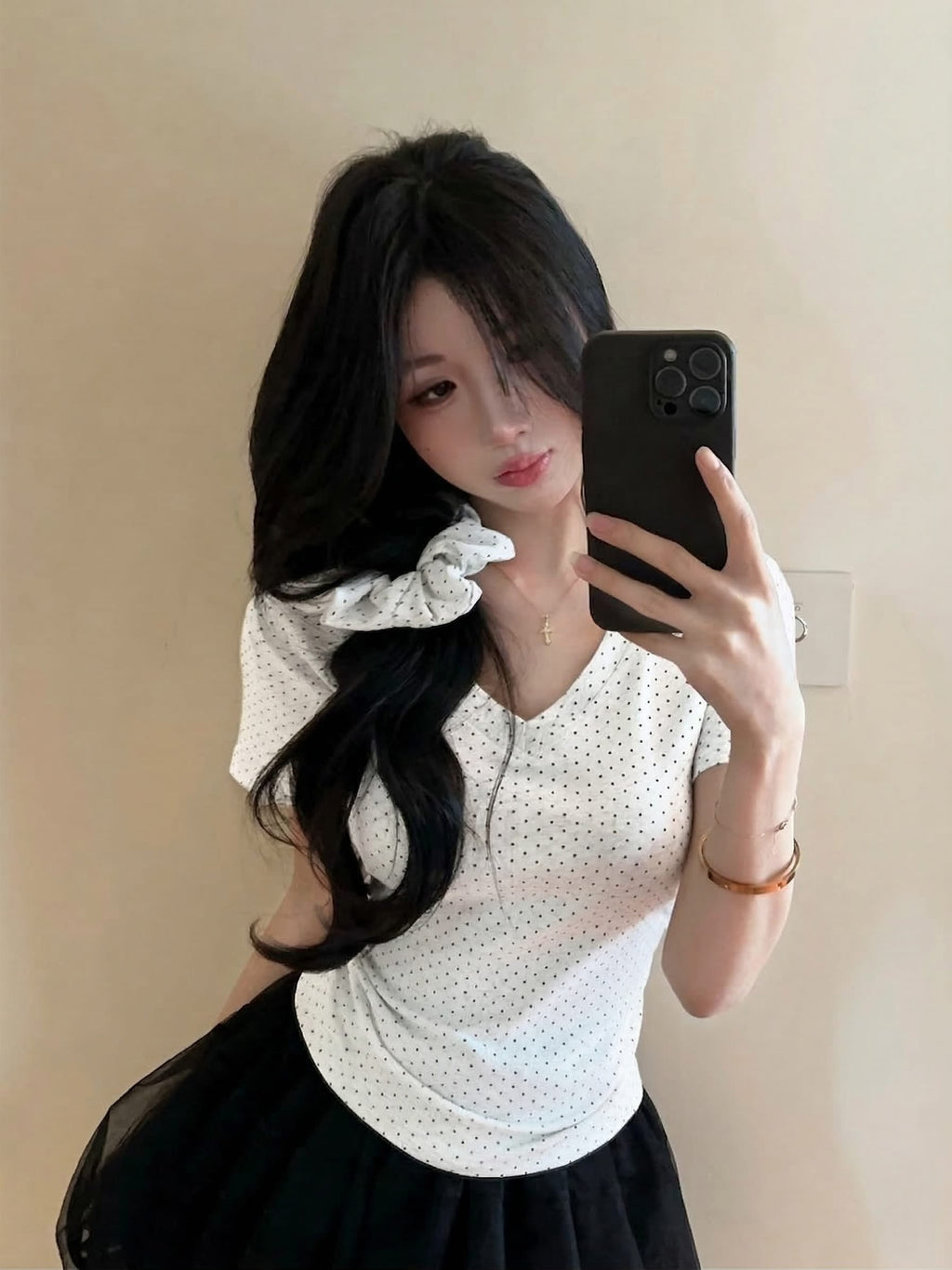 💕氣質星星點點V領短袖上衣