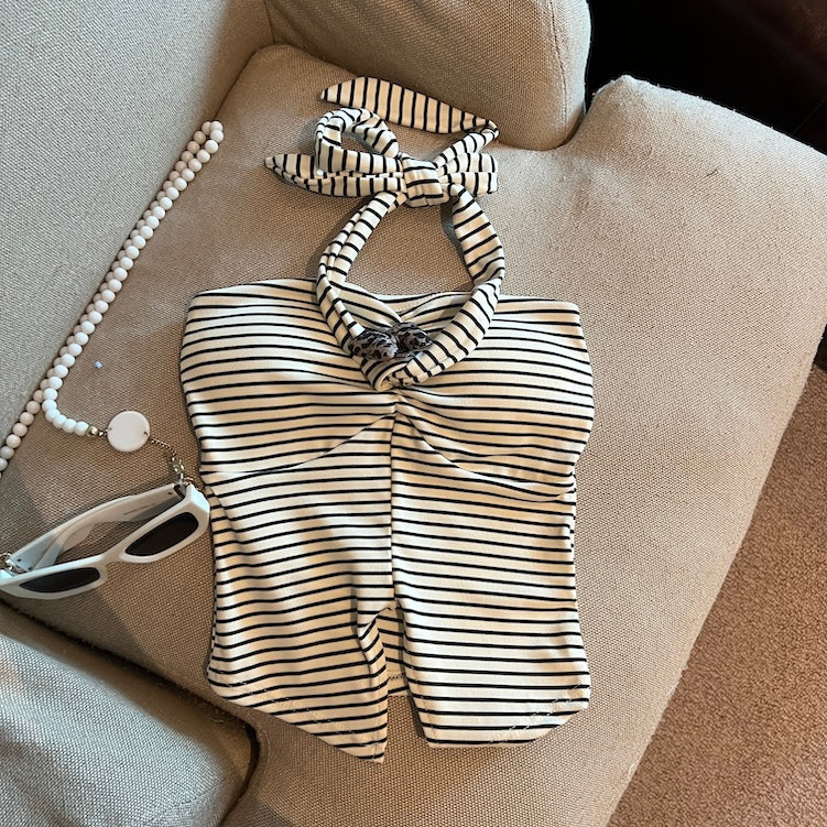 💕活潑夏季條紋抹胸背心