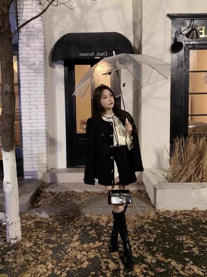 💕韓系小香風黑色法式精緻外套